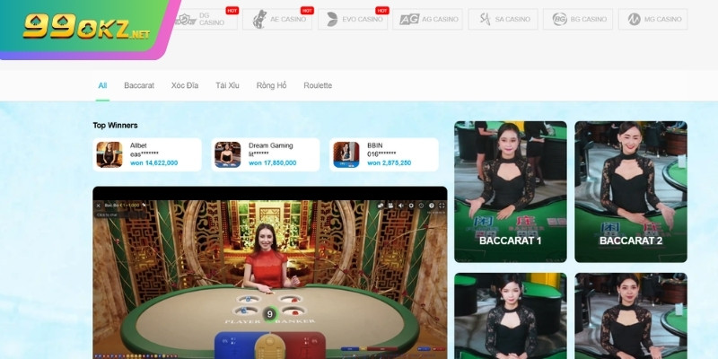 Live casino với sự kết hợp cùng nhiều nhà phát hành uy tín